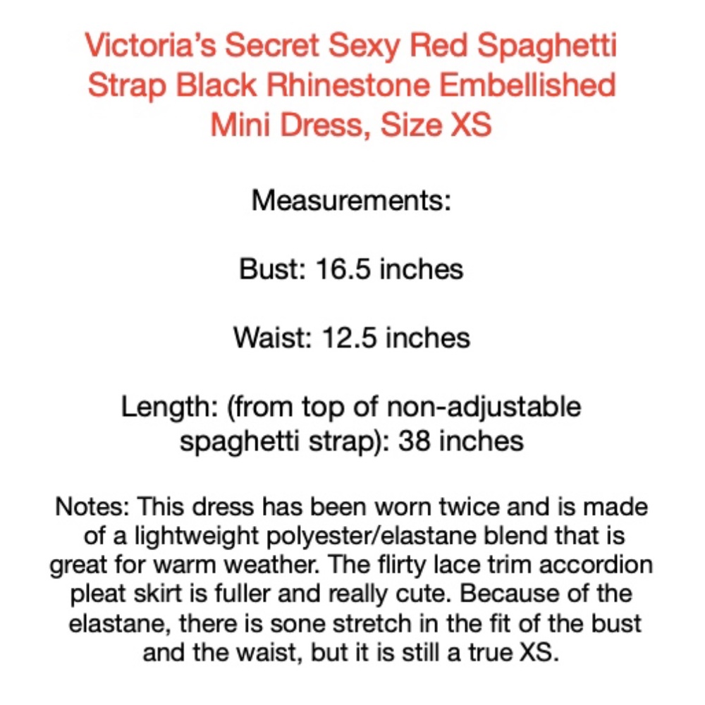 Victoria's Secret 2010 Red Satin Black Rhinestone Embellished Dress, Size XS - Picture 15 of 15